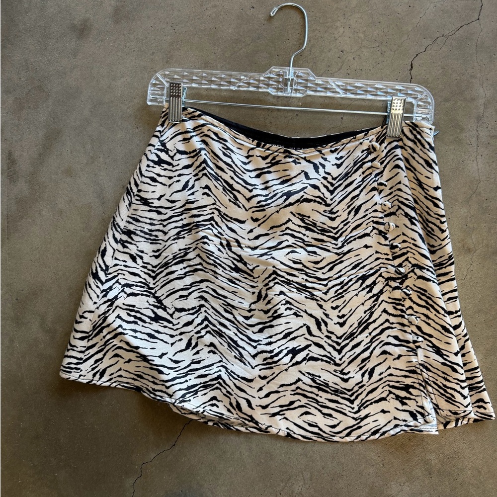 Zara Black & White Zebra Print Skater Skirt